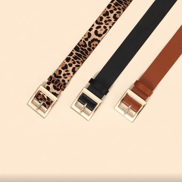 3 Vegan Leather high waist belts dress gold hardware - Picture 8 of 15